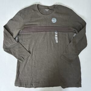 Covington Sueded For Softness Long Sleeve Crewneck Shirt Brown Stripe XXL